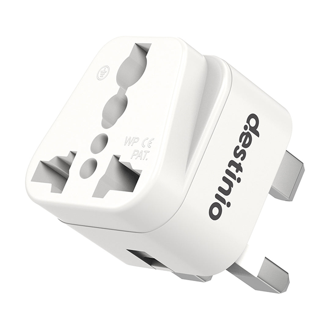 Destinio Multi Adapter Type G UK | Universal Compatibility, Dual Device Charging, Safety Certified