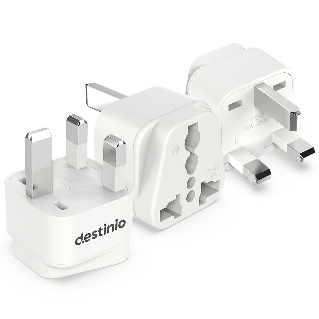Destinio Multi Adapter Type G UK | Universal Compatibility, Dual Device Charging, Safety Certified