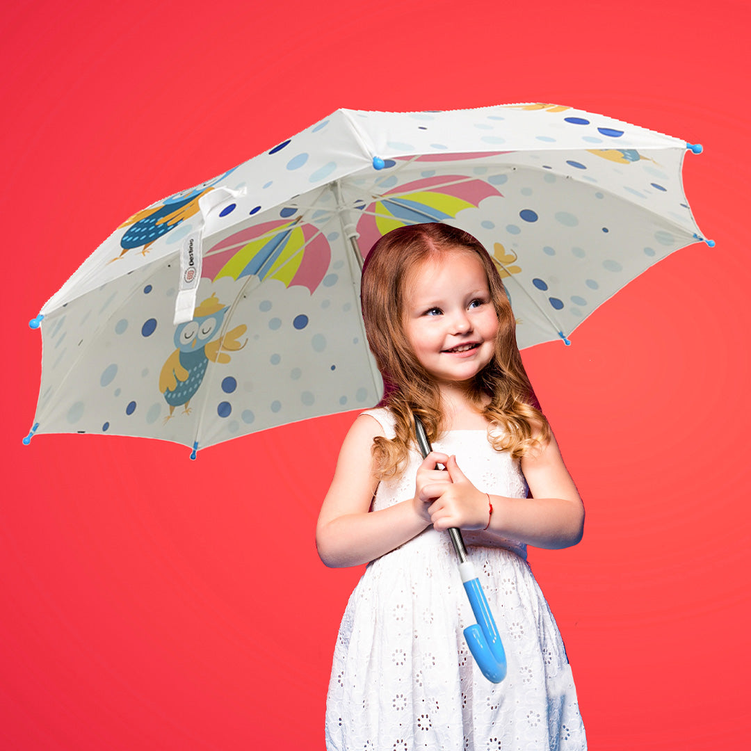 Destinio Umbrella for Kids, 100% Waterproof, Lightweight, White
