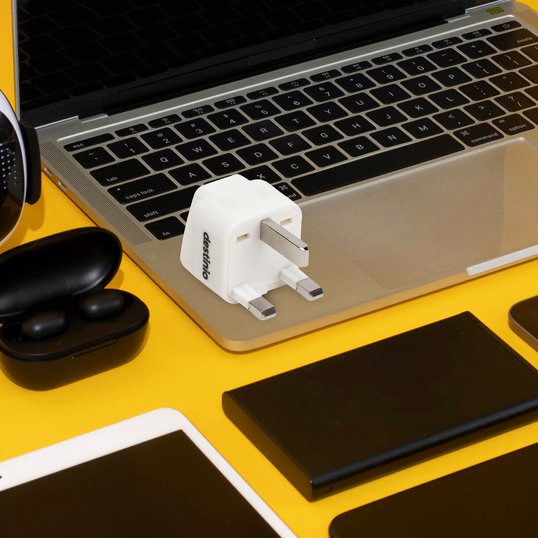 Destinio Multi Adapter Type G UK | Universal Compatibility, Dual Device Charging, Safety Certified