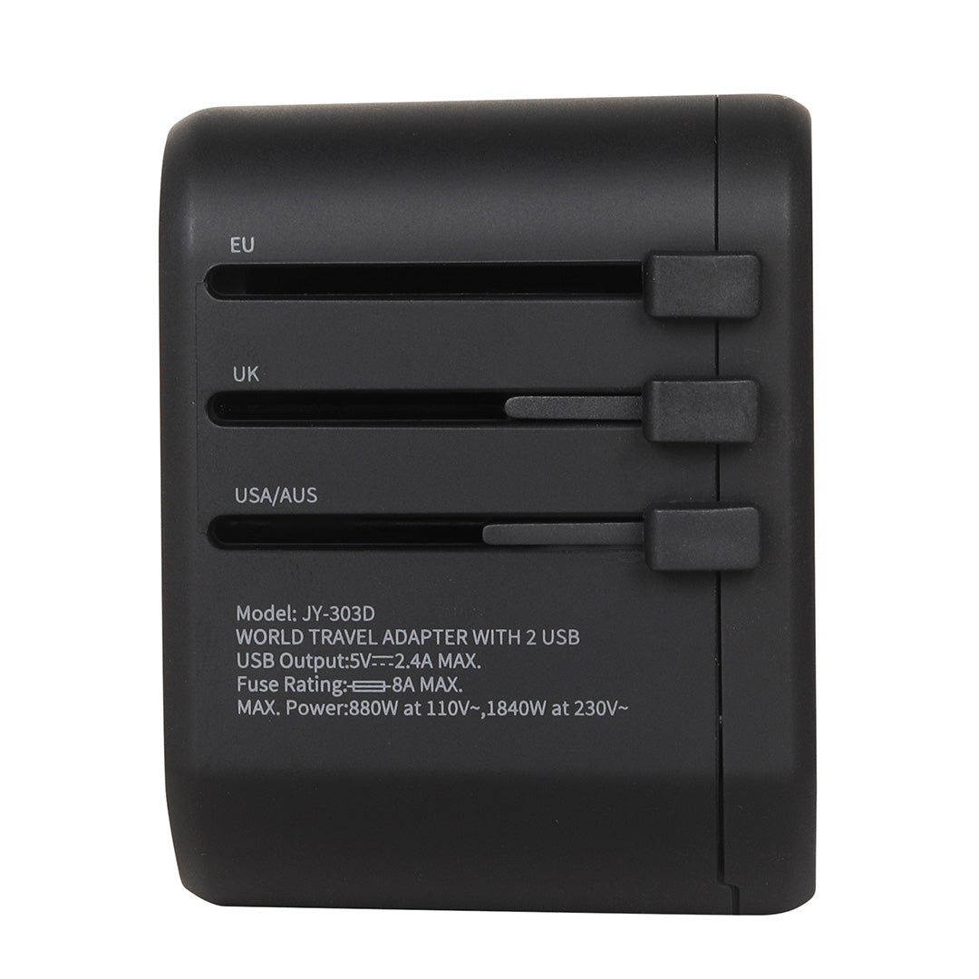 Destinio International Plug Adapter | Dual USB Ports, Smart Fast Charging, 10-Year Warranty