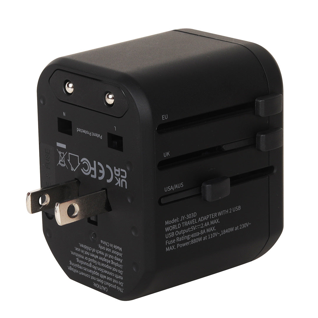 Destinio International Plug Adapter | Dual USB Ports, Smart Fast Charging, 10-Year Warranty