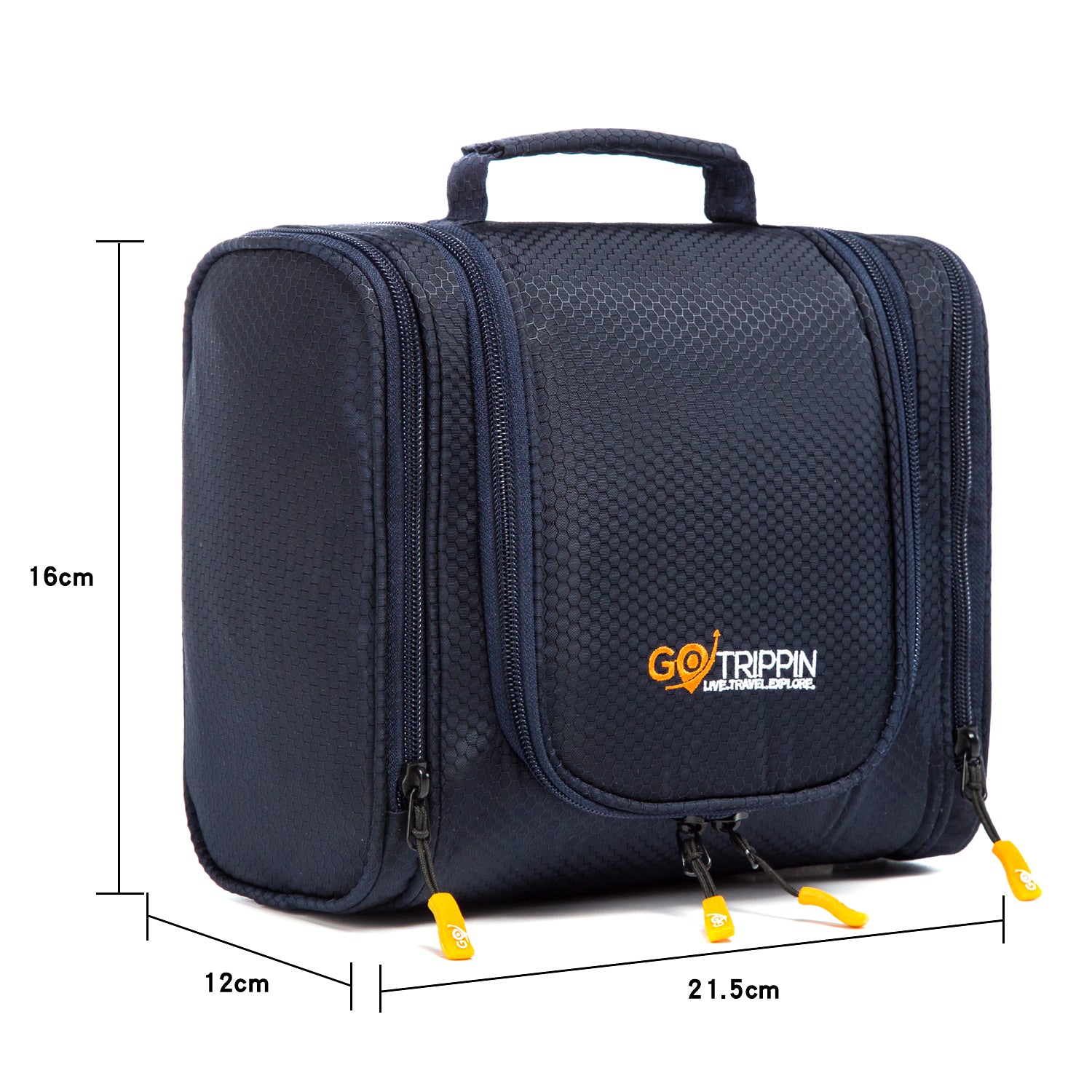 Destinio Toiletry Bag - Dark Blue | Waterproof, Multi-Pocket, Padded Design, with 360° Hanging Hook