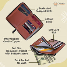 Load image into Gallery viewer, Buy Black Leather Travel Passport Holder Online - Pockets Storage - Destinio.in
