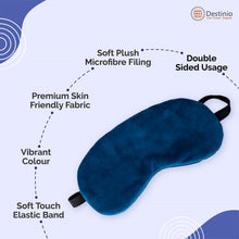Load image into Gallery viewer, Buy Destinio Neck Pillow and Eye Mask Set (Solid Blue) - Eye Mask Features
