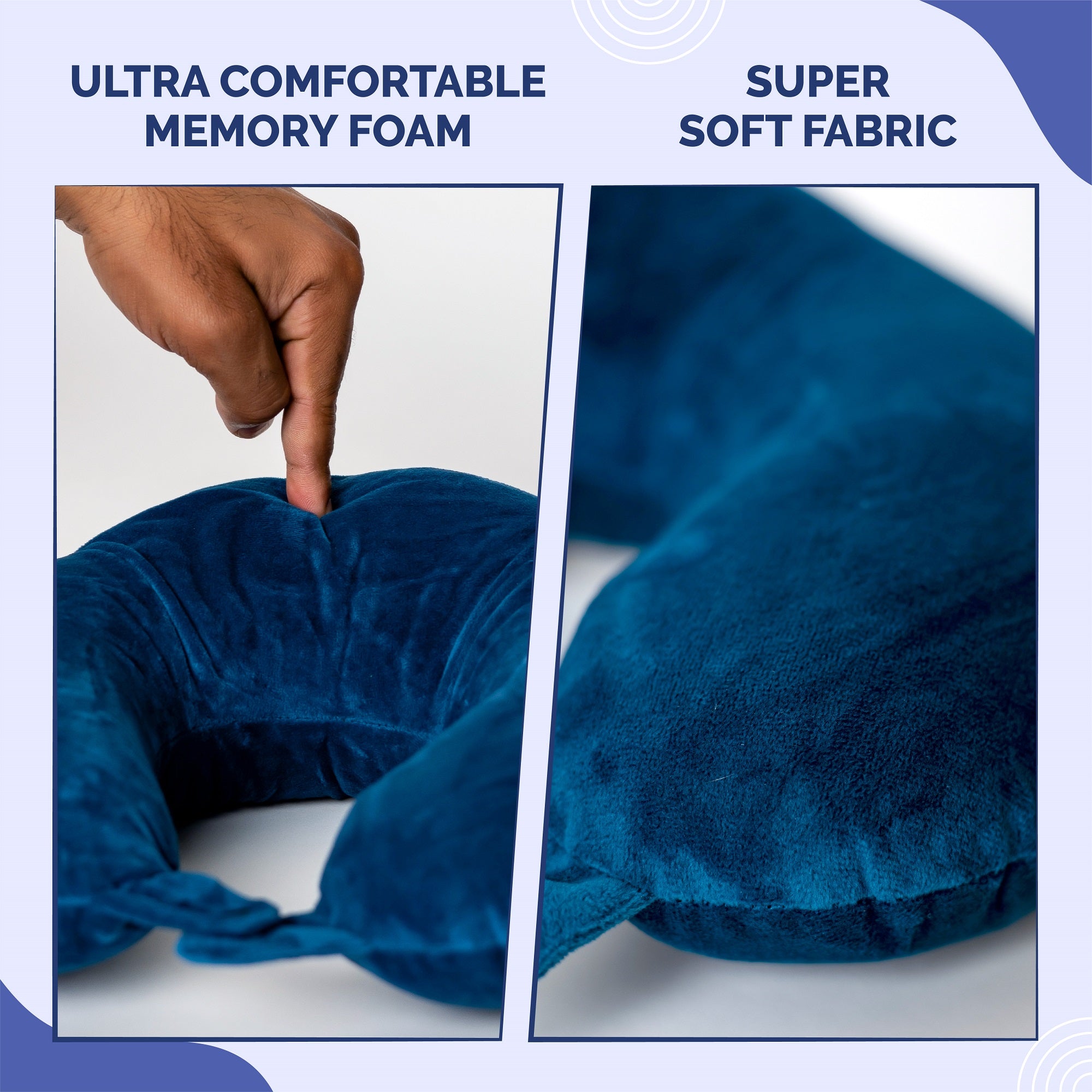 Buy Destinio Neck Pillow and Eye Mask Set (Solid Blue) - Super Soft Comfortable