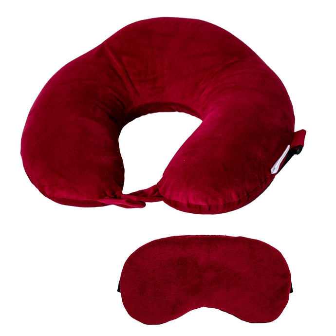 Buy Destinio Neck Pillow and Eye Mask Set (Solid Red)