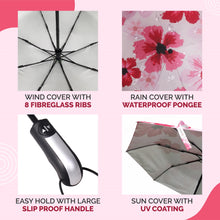 Load image into Gallery viewer, Buy Destinio Pink Floral Printed Umbrella, 21 Inches, 3 Fold - Destinio.in - Strong and Durable
