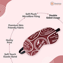 Load image into Gallery viewer, Buy Destinio Printed Neck Pillow and Eye Mask Set (Maroon Stamps) - Eye Mask features
