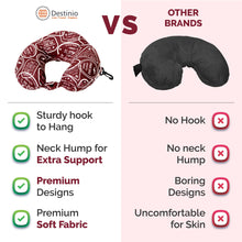Load image into Gallery viewer, Buy Destinio Printed Neck Pillow and Eye Mask Set (Maroon Stamps) - Superior Brand
