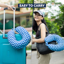 Load image into Gallery viewer, Buy Destinio Travel Neck Pillow in Dark Blue Waves Print - Easy to Carry - Destinio.in
