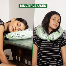Load image into Gallery viewer, Buy Destinio Travel Neck Pillow in Green Pear Print - Multiple Uses -  Destinio.in
