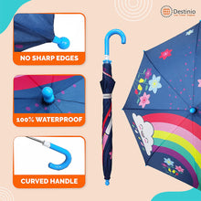 Load image into Gallery viewer, Buy Destinio Umbrella for Kids, 100% Waterproof, Lightweight, Blue Online - Waterproof, Curved Handle and No Sharp Edges - Destinio.in
