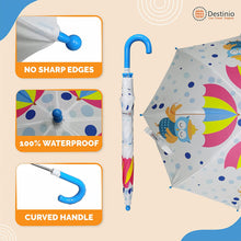 Load image into Gallery viewer, Buy Destinio Umbrella for Kids, 100% Waterproof, Lightweight, White Online - Waterproof, Curved Handle and No Sharp Edges - Destinio.in

