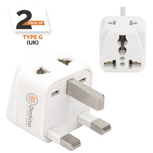 Load image into Gallery viewer, Destinio World to UK (Type G) Travel Adapter Plug, White, Pack of 2
