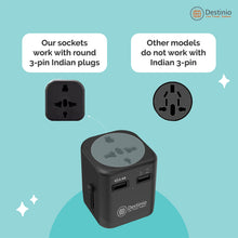Load image into Gallery viewer, Buy Premium Universal Travel Adapter - Indian 3 Pin Compatible - Destino.in
