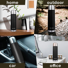 Load image into Gallery viewer, Destinio Insulated Vacuum Flask Bottle, 500 ML - Black, Stainless Steel
