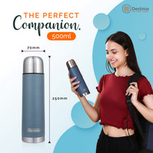 Load image into Gallery viewer, Destinio Insulated Vacuum Flask Water Bottle, 500 ML - Blue, Stainless Steel
