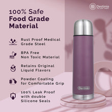 Load image into Gallery viewer, Destinio Insulated Vacuum Flask Bottle, 500 ML - Purple, Stainless Steel

