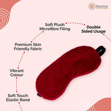 Load image into Gallery viewer, Destinio Neck Pillow and Eye Mask Set (Solid Red) - Eye Mask Features
