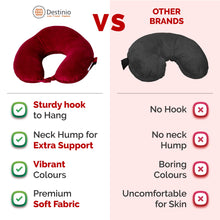 Load image into Gallery viewer, Destinio Neck Pillow and Eye Mask Set (Solid Red) - Superior Brand Quality

